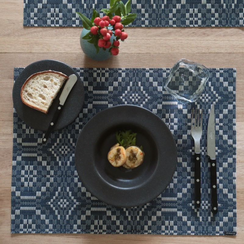 チルウィッチ ランチョンマット オーバーショット レクタングル デニム テーブルコーディネート