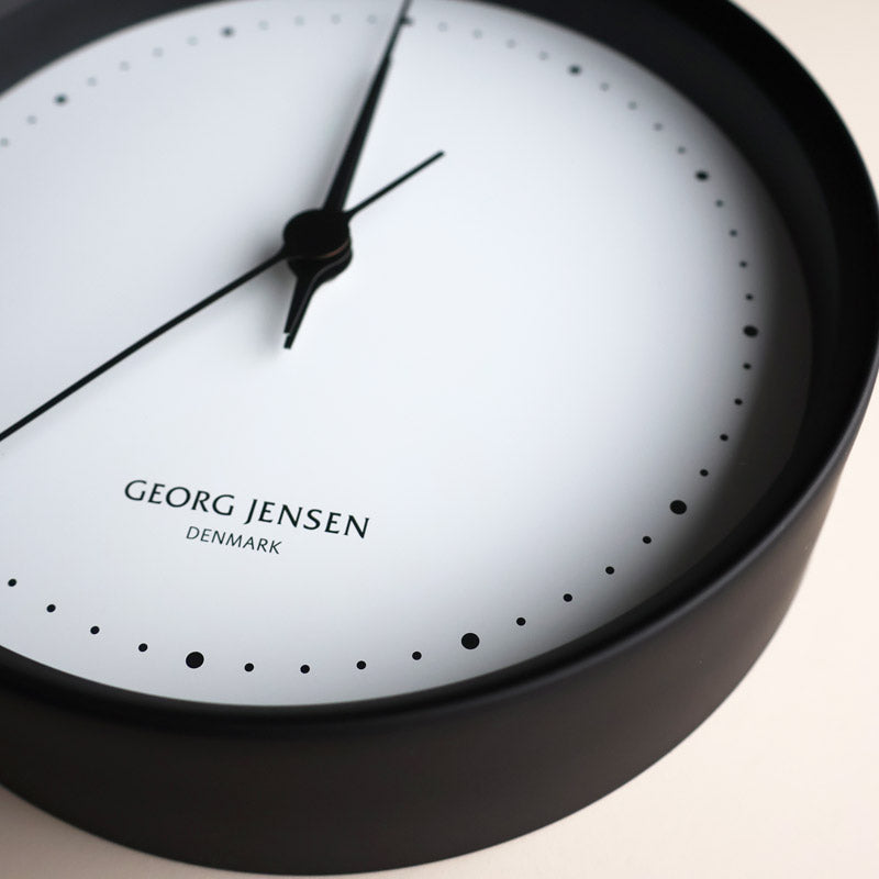 ジョージジェンセン HK CLOCK ウォールクロック 22cm ブラックステンレス＆ホワイトダイヤル