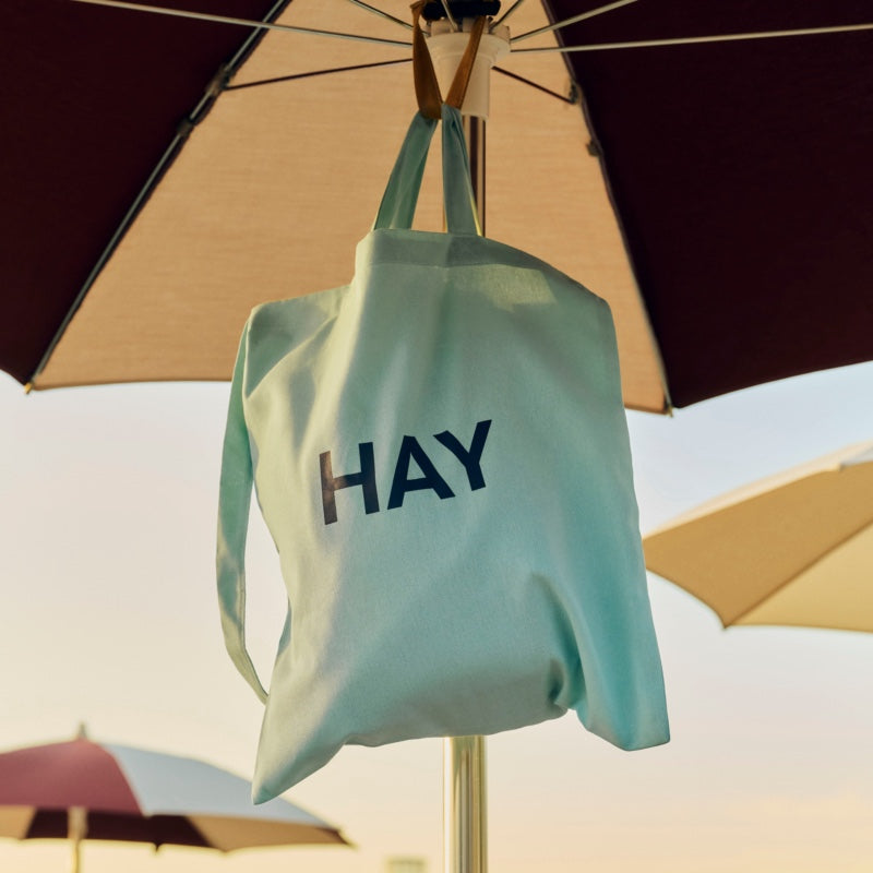 HAY TOTE BAG 2WAY仕様 Icy blue 屋外使用イメージ