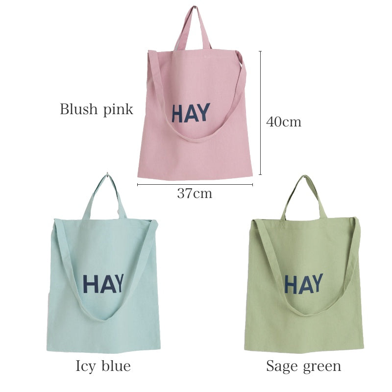 HAY TOTE BAG 2WAY仕様 Blush pink・Icy blue・Sage green 3色比較