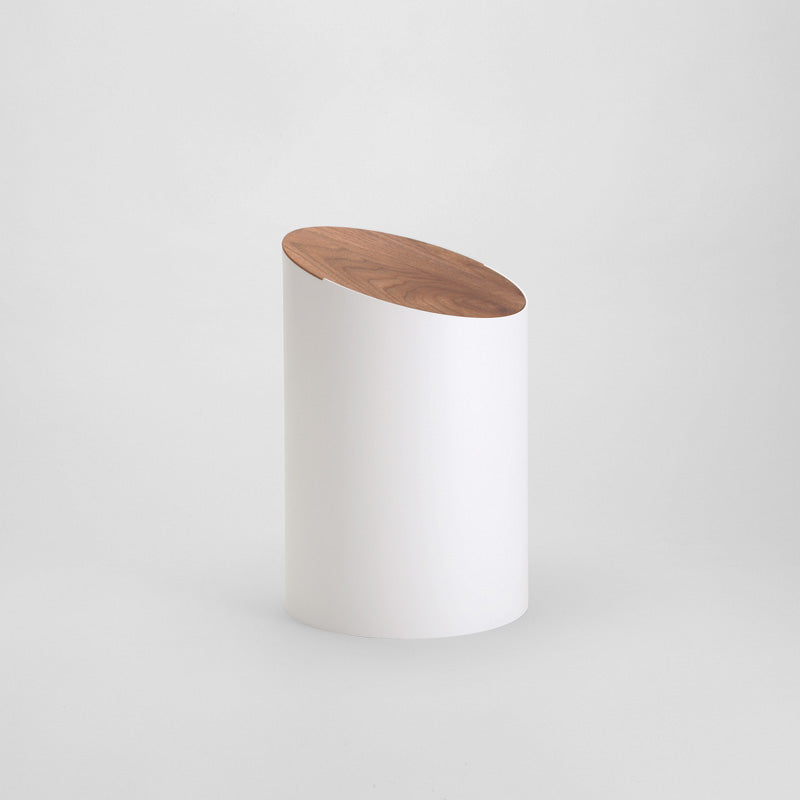 在庫限り MOHEIM SWING BIN S ふた付きゴミ箱 ホワイト×ウォールナット