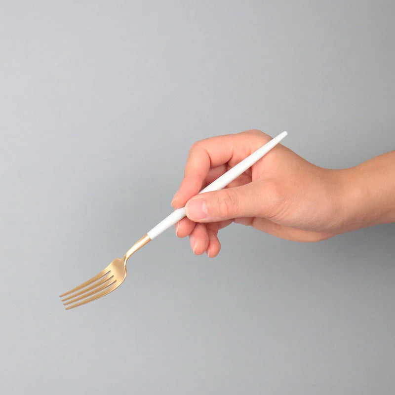 【訳あり品 30%OFF】 クチポール GOA ホワイトゴールド デザートフォーク