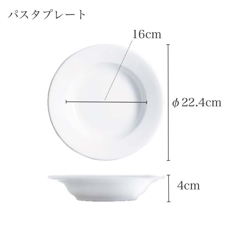 ポルバサル イサバ パスタプレートのサイズ 幅22.4cm 高さ4cm 内径16cm