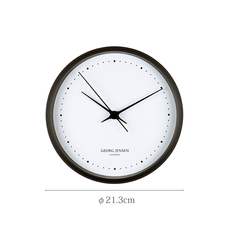 GEORG JENSEN HK CLOCK ウォールクロック 22cm ブラックステンレス＆ホワイトダイヤル